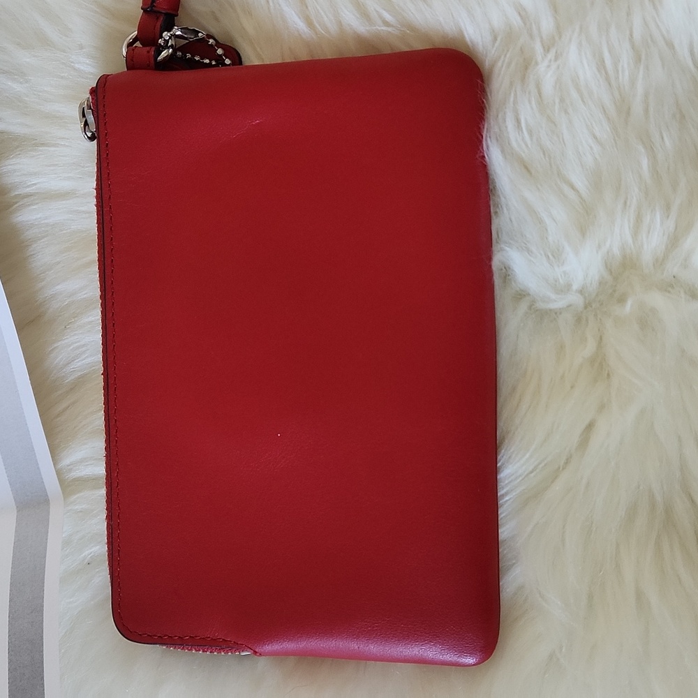 Beautiful Coach Red Leather With Western Rivets Corner Zip Wristlet Wallet ♥️🤠 - Picture 5 of 12